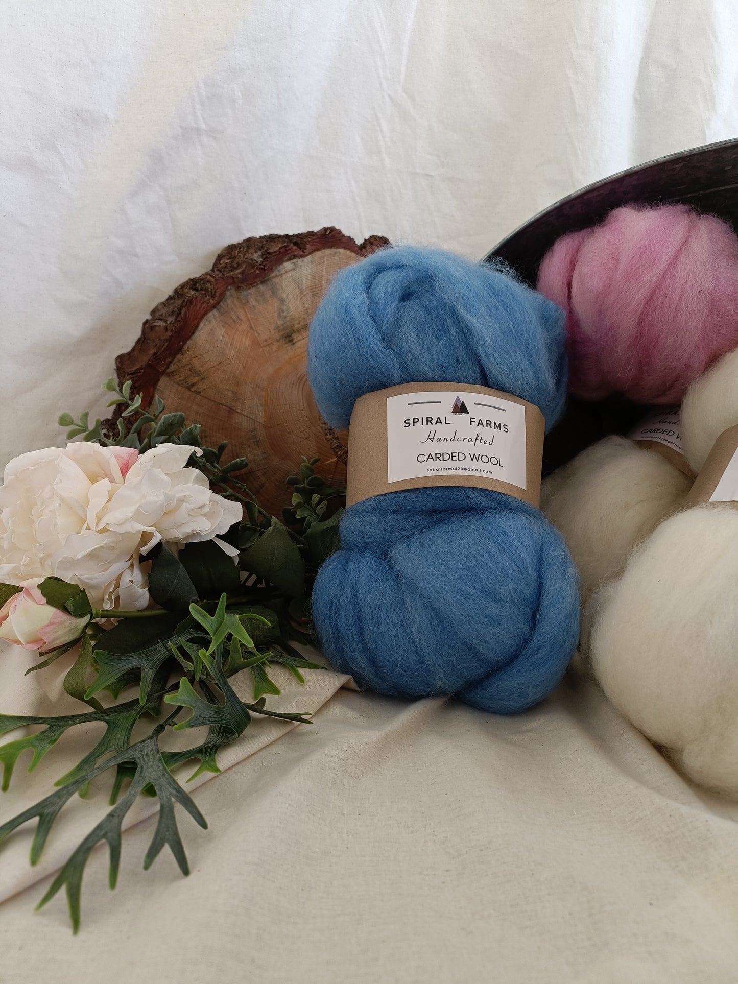Carded Lamb's Wool Blueberry